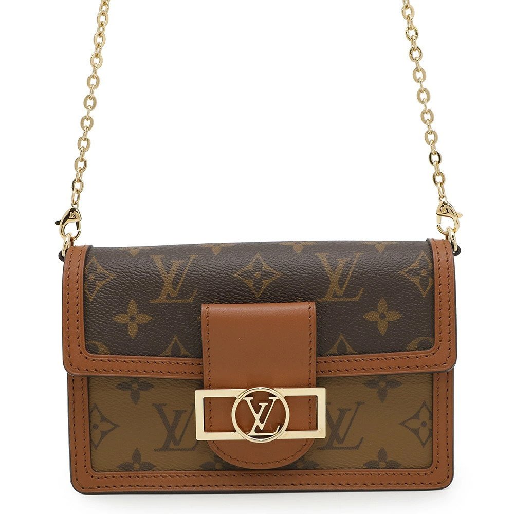 Louis Vuitton Chain Wallet Monogram Reverse Portefeuille Dauphine Black